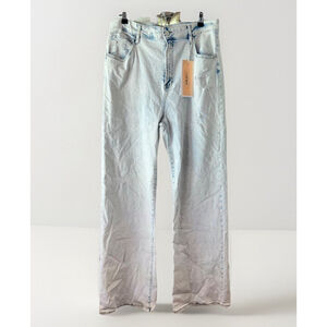 Risen Jeans 2X Light Acid Wash Wide Leg Jeans High Rise Distressed
